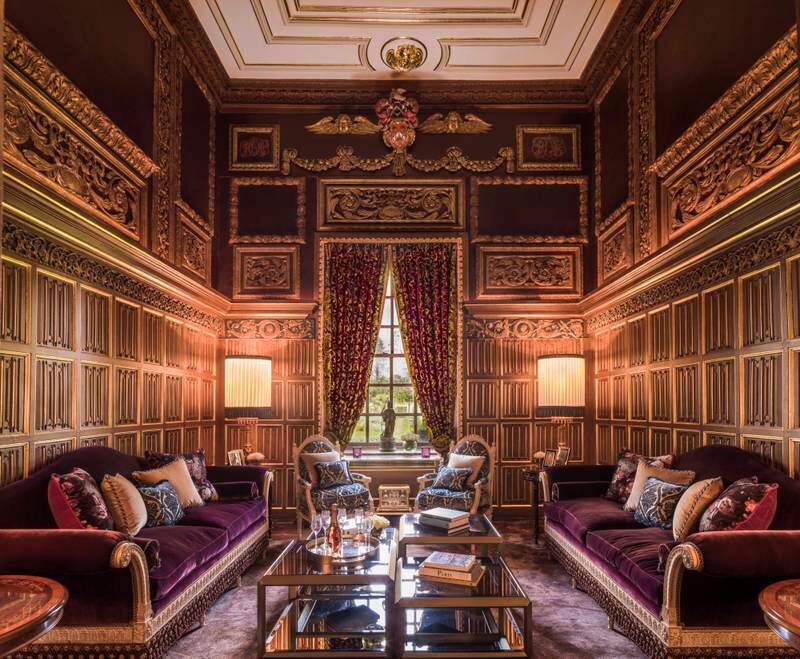 The chapel lounge at Denham Place has wood panelling believed to originate from Hampton Court Palace. Photo: Mel Yates Photography
