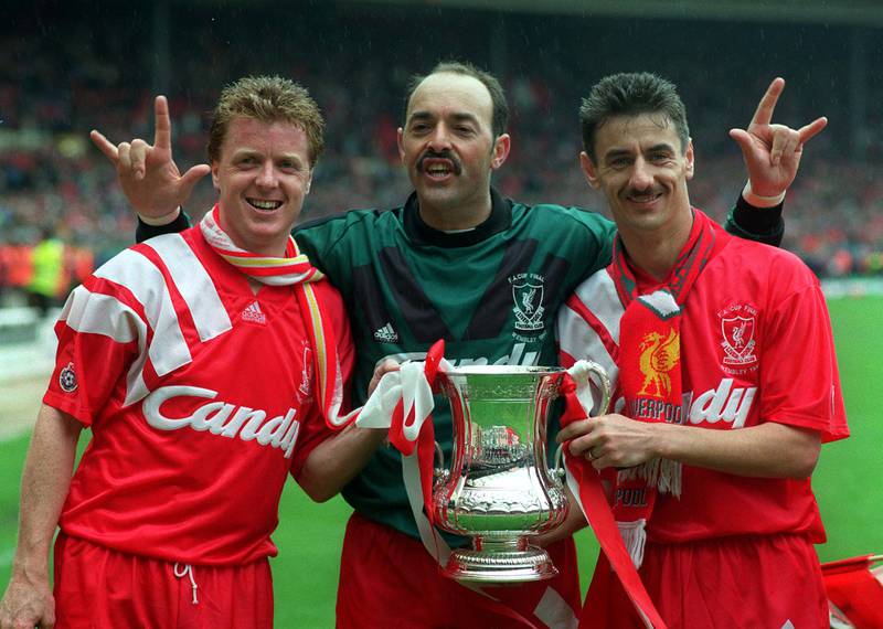 Mandatory Credit: Photo by Colorsport/Shutterstock (3065101a)
Bruce Grobbelaar (Liverpool) celebrates victory with his team mates Steve Nicol and Ian Rush Liverpool v Sunderland FA Cup Final 1992 9/5/92 Great Britain London FA Cup Final
Sport