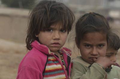 Afghan refugee children at the Kabobayan refugee camp in Peshawar, north-west Pakistan. AP Photo