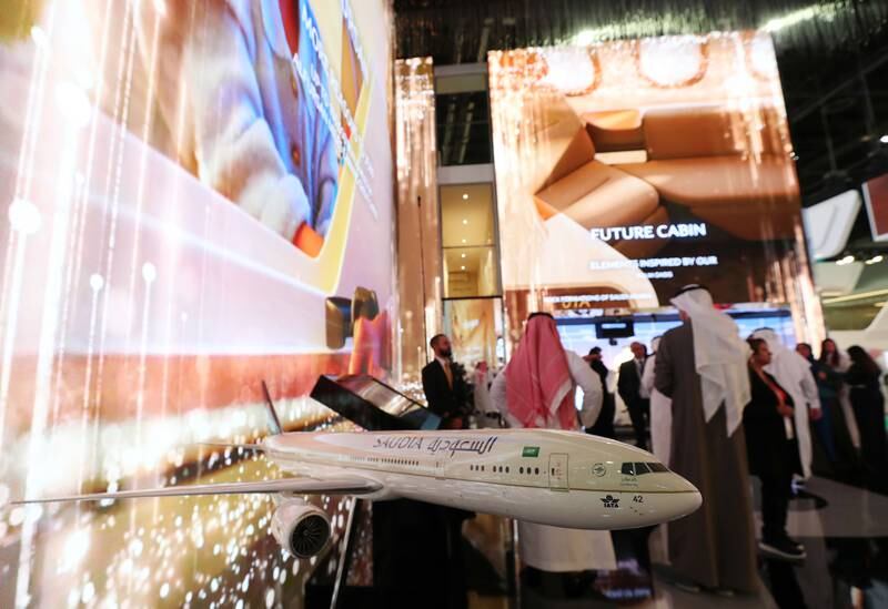 Model planes on display at the Saudia Airlines stand. Chris Whiteoak / The National
