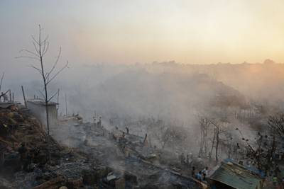 The blaze started at about 14.45, local time, on Sunday. AFP