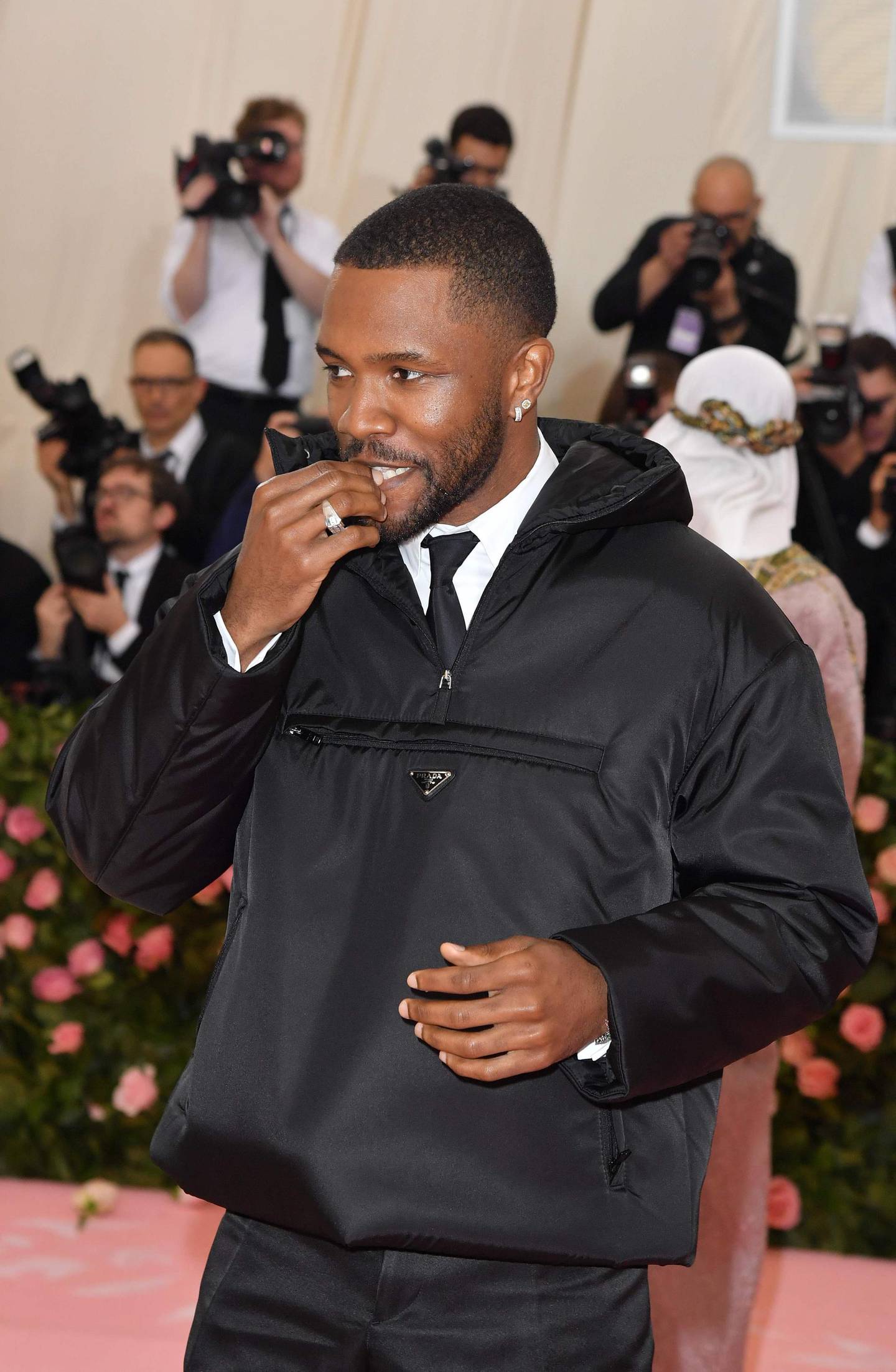 US singer-songwriter Frank Ocean arrives for the 2019 Met Gala at the Metropolitan Museum of Art on May 6, 2019, in New York. The Gala raises money for the Metropolitan Museum of Art’s Costume Institute. The Gala's 2019 theme is “Camp: Notes on Fashion" inspired by Susan Sontag's 1964 essay "Notes on Camp". / AFP / ANGELA WEISS
