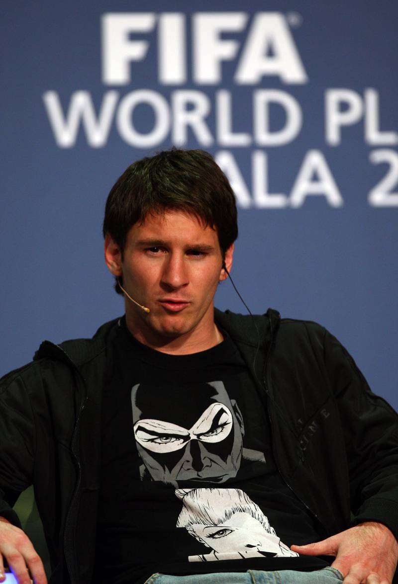 ZURICH, SWITZERLAND - JANUARY 12: Lionel Messi of Argentina talks to the media as a nominee of FIFA Player of the Year 2008, at the Zurich Opera House on January 12, 2009 in Zurich, Switzerland.  (Photo by John Gichigi/Getty Images)