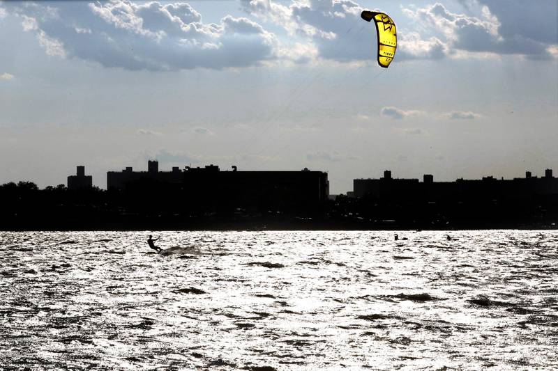 A kite surfer at Plum Beach, in Sheepshead Bay, Brooklyn, New York, on Wednesday, September 6.  EPA