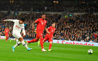 Tottenham Hotspur's South Korean striker Son Heung-Min shoots to open the scoring. AFP
