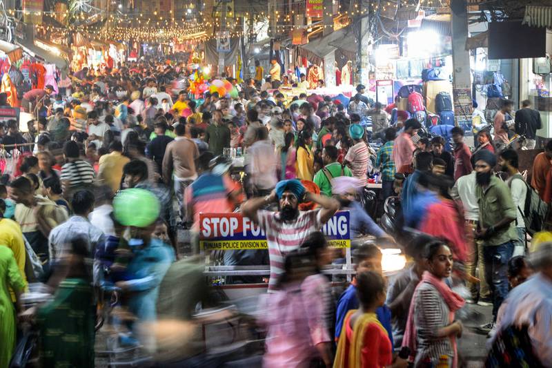 A crowded market in Jalandhar, India. AFP