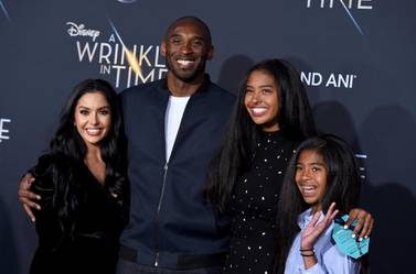 Vanessa Bryant, left, Kobe Bryant, Natalia Bryant and Gianna Bryant at the world premiere of "A Wrinkle in Time" in Los Angeles in February 2018. AP Photo