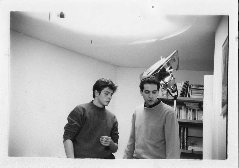Omar Al Qattan as a film student in Brussels in 1987, with fellow student Jorge Leon. Courtesy Omar Al Qattan