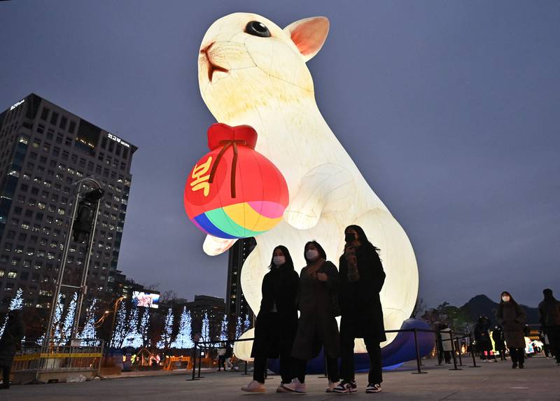 The Year of the Rabbit is approaching, as the Seoul Lantern Festival in the South Korean capital's Gwanghwamun Square makes clear. AFP