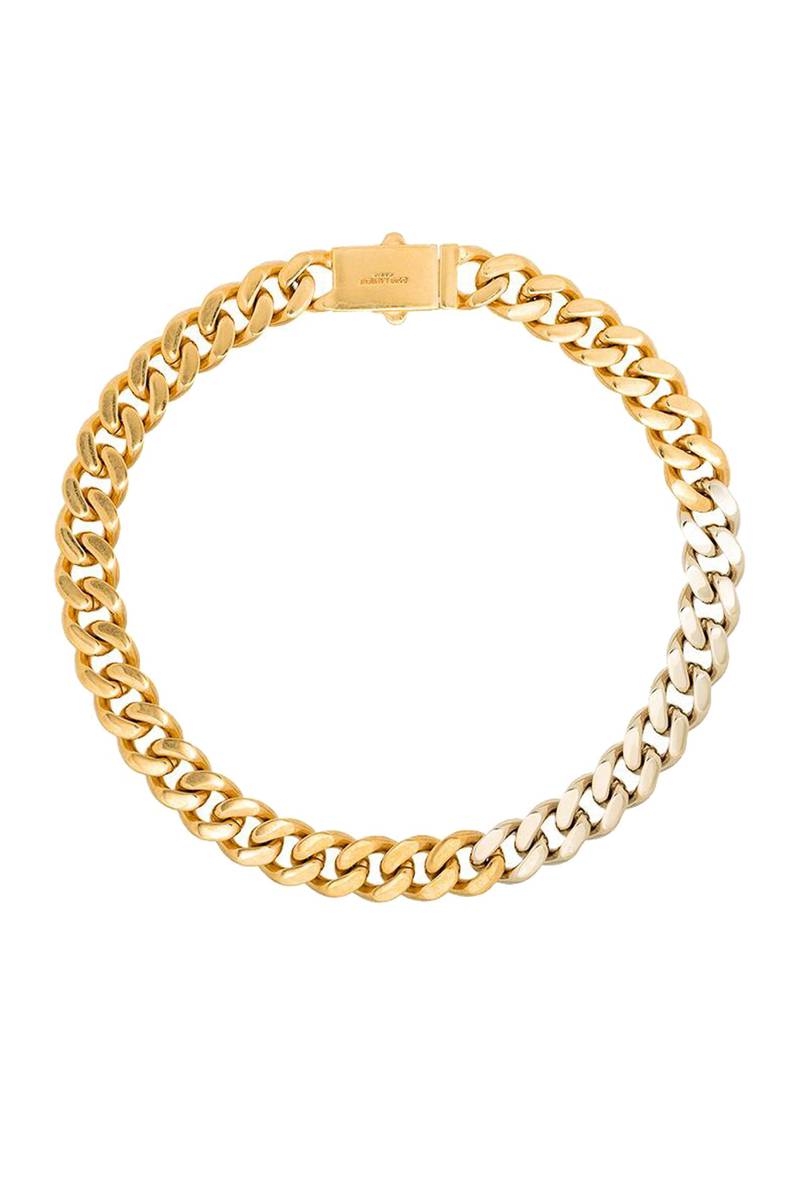 A two tone chain will add attitude to any look, Dh3,000, Saint Laurent. Courtesy Saint Laurent