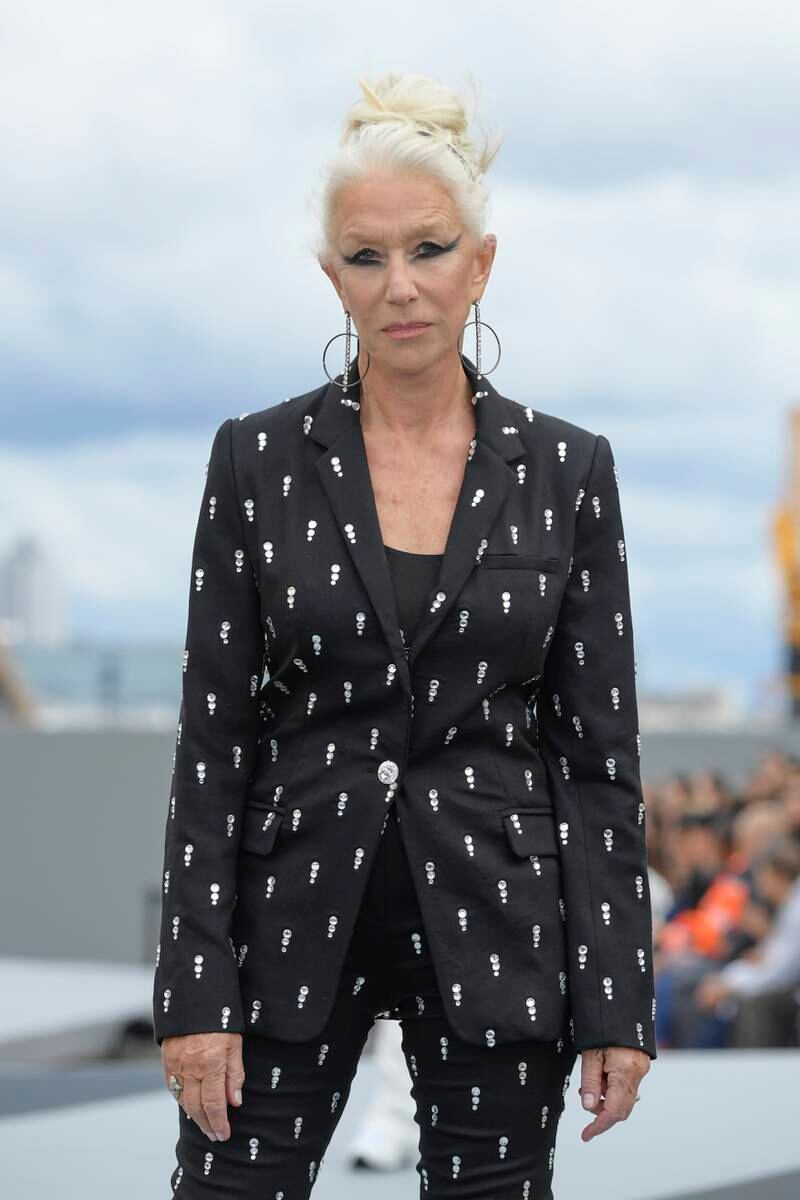 L’Oreal enlisted a number of its spokespeople to walk the runway, including Helen Mirren. Getty Images