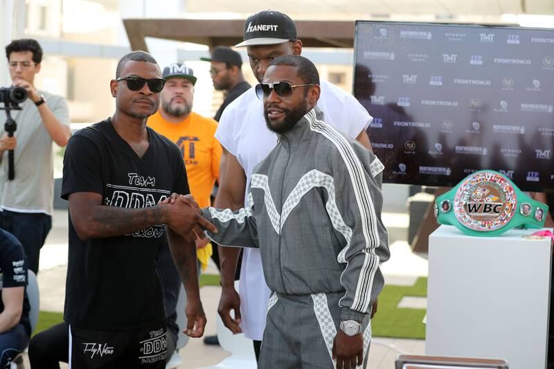 Floyd Mayweather before his bout with Don Moore in Abu Dhabi. Chris Whiteoak / The National
