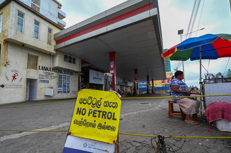 A closed fuel station in Colombo. Sri Lanka faces its worst economic crisis since independence in 1948. AFP