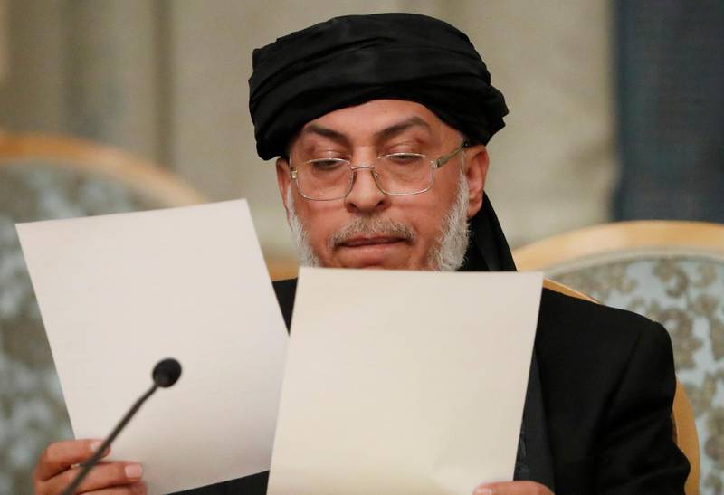 Sher Mohammad Abbas Stanakzai, head of the Taliban’s political council in Qatar, takes part in the peace talks. Reuters