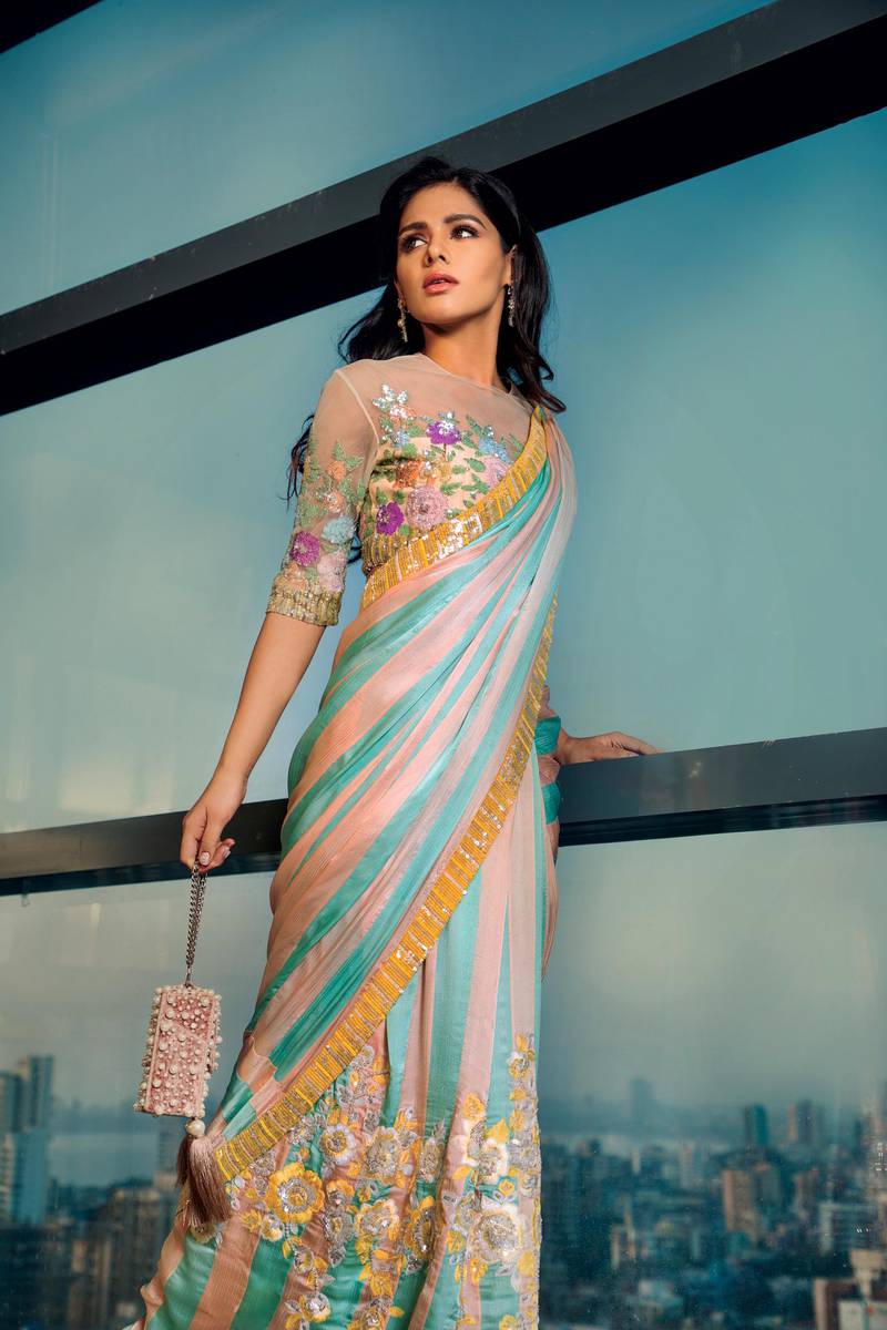 A multi-hued embroidered sari from Manish Malhotra