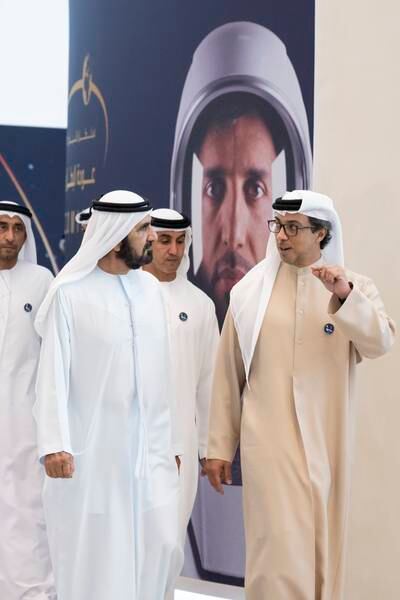 Sheikh Mohammed bin Rashid, Vice President and Ruler of Dubai, and Sheikh Mansour bin Zayed, Vice President, Deputy Prime Minister and Minister of the Presidential Court, attend the homecoming reception. Photo: UAE Presidential Court 