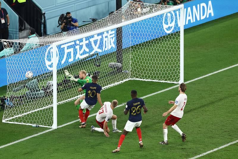 Kylian Mbappe scores the second goal for France. Getty