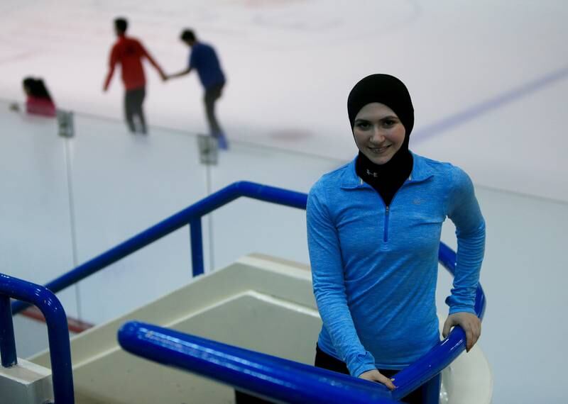 ABU DHABI - UNITED ARAB EMIRATES - 10JUN2015 - Zahra Lari, ice skater during her training session at Zayed Sports City ice rink in Abu Dhabi. Ravindranath K / The National (to go with Jessica Hill story for Arts and Life)


 *** Local Caption ***  RK1006-ZahraLari08.jpg