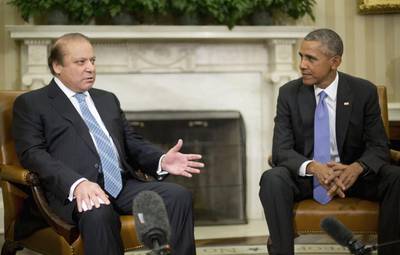 President Barack Obama with Pakistani prime minister Nawaz Sharif in the Oval Office of the White House in Washington this month. Pablo Martinez Monsivais / AP Photo