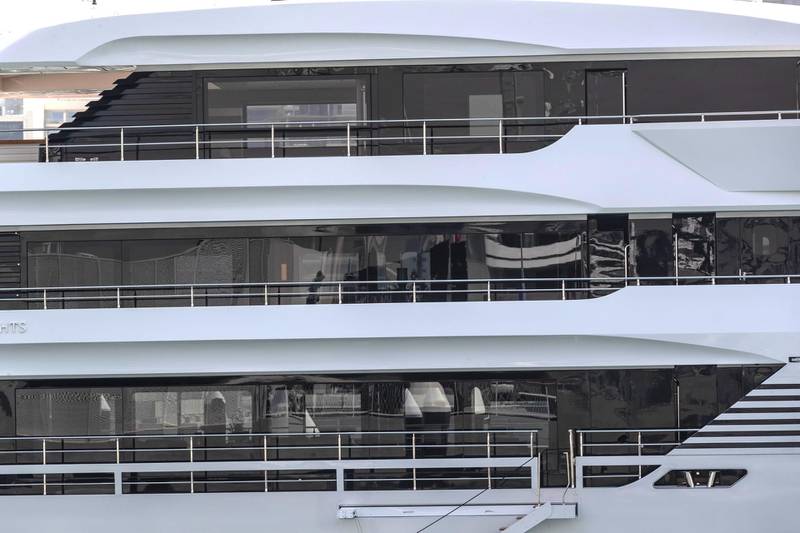 A super yacht build by Gulf Craft parked in the new Dubai harbour development on May 22th, 2021. Antonie Robertson / The National.Reporter: Ramola Talwar for National.