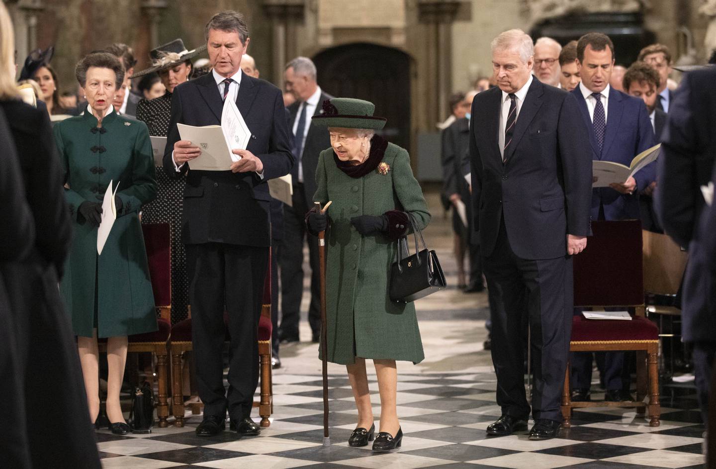 Queen Elizabeth II and the Duke of York arrive at Westminster Abbey in London. PA.