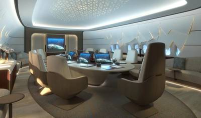 Meetings can easily be conducted at 32,000 feet and special lighting systems will reduce jet-lag symptoms