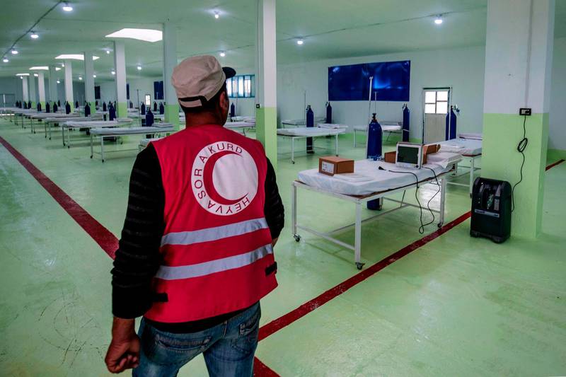 A 120-bed ward at a specialised hospital for coronavirus cases opened by the Kurdish Red Crescent about 10 kilometres from the Syrian city of Hasakeh after the first COVID-19 death was reported in the north-eastern region. AFP