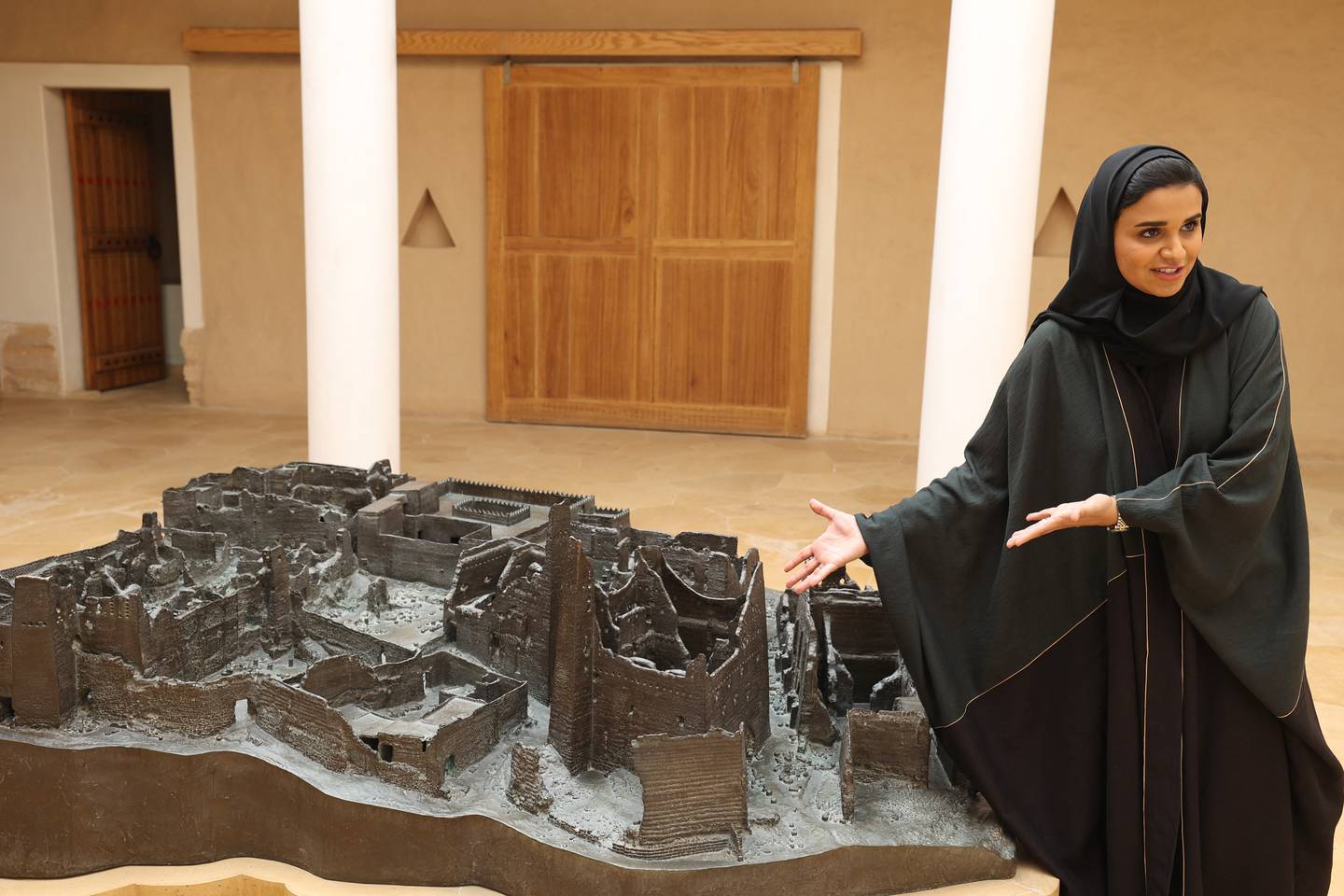 Tour guide Nada Alfuraih inside an 18th century palace in Diriyah, birthplace of Saudi Arabia. AFP