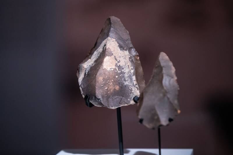 The Omani Civilisation: History and Development exhibition is running until June 7 at Sharjah Archaeology Museum. Above is a stone tool or axe that was used for hunting and protection. All photos: Leslie Pableo / The National