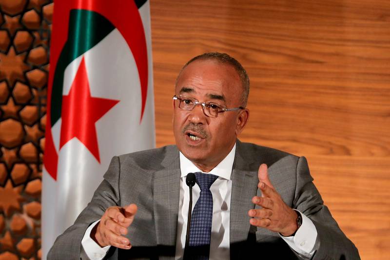 FILE PHOTO: Algeria's newly appointed prime minister, Noureddine Bedoui, speaks at a news conference in Algiers, March 14, 2019. REUTERS/Zohra Bensemra/File Photo
