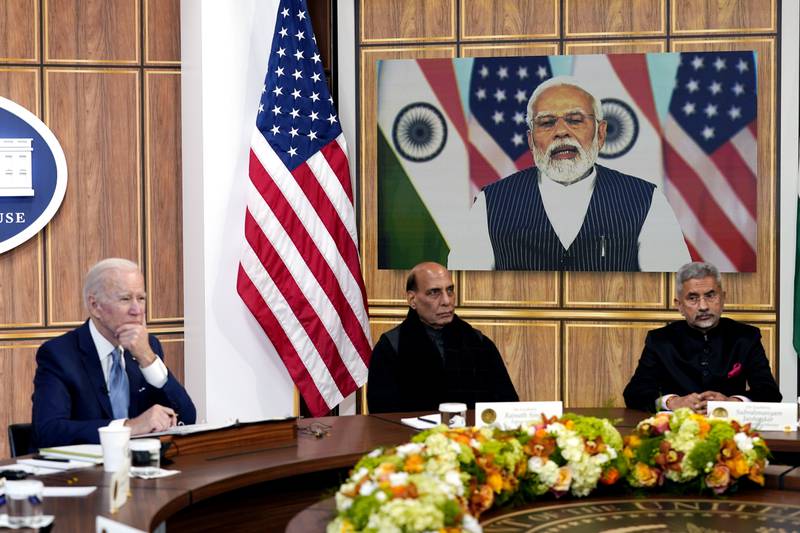 Mr Biden began the meeting by highlighting the 'deep connection' between India and the US and said he wanted to continue their 'close consultation' over the war. AP