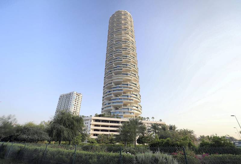 Dubai, United Arab Emirates - October 21, 2019: general view of FIVE Jumeirah Village Circle. Residents complaining about noise from the FIVE Jumeirah Village party hotel that opened in September. Monday the 21st of October 2019. JVC, Dubai. Chris Whiteoak / The National