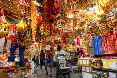 Decorative ornaments on sale in Singapore's Little India district. AFP