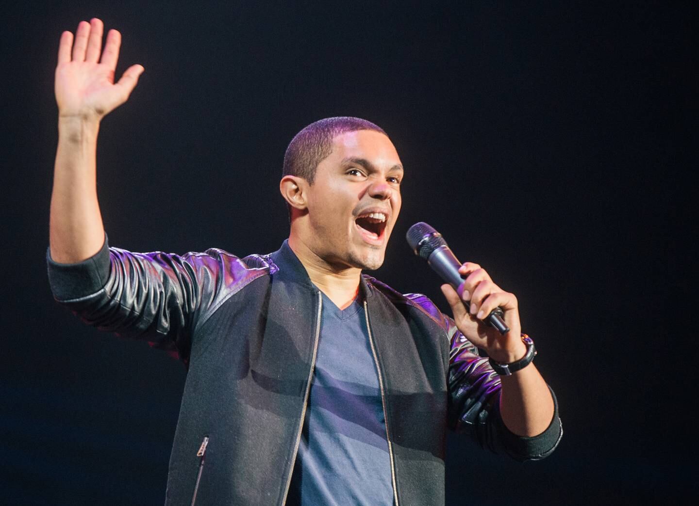 Dubai, UAE. October 24th 2015. South African comedian and presenter of The Daily Show Trevor Noah headlines the final night of the 2015 Dubai Comedy Fest at Skydive Dubai. Alex Atack for The National. 