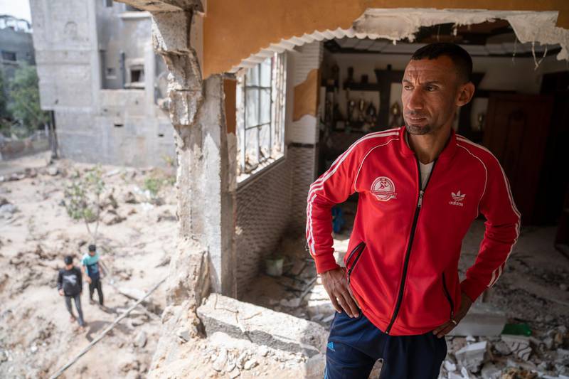 Nader Al Masri, a Palestinian long-distance runner who competed in the 2008 Olympics. His home in the northern Gaza Strip was severely damaged in an Israeli air strike. AP Photo