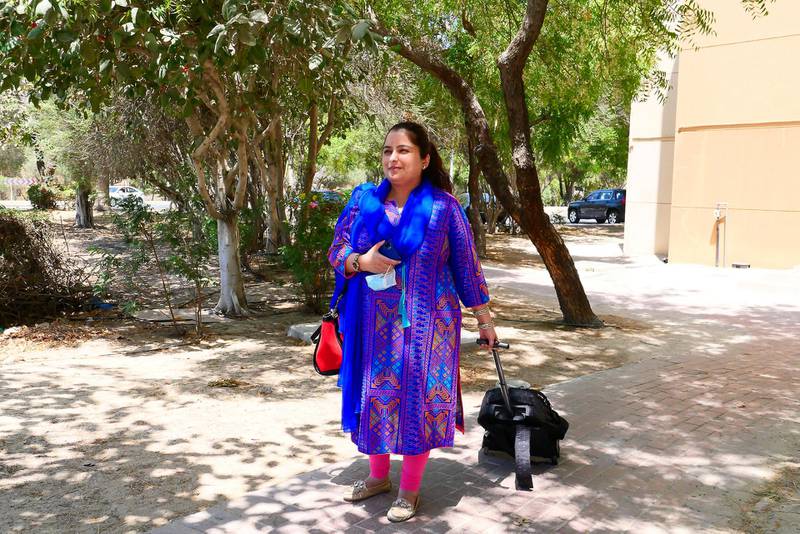 Anila Rashid, class teacher fasting during the Ramadan and working at the DPS in Dubai going back to her home after the school shift on April 21, 2021. Pawan Singh / The National. Story by Anam