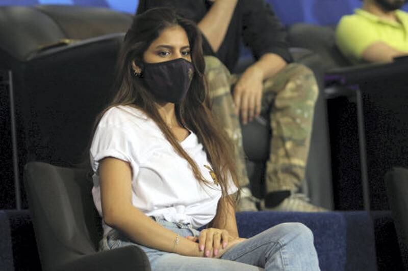 Suhana Khan Daughter of SRK KKR owner during match 21 of season 13 of the Dream 11 Indian Premier League (IPL) between the Kolkata Knight Riders and the Chennai Super Kings at the Sheikh Zayed Stadium, Abu Dhabi  in the United Arab Emirates on the 7th October 2020.  Photo by: Rahul Goyal  / Sportzpics for BCCI