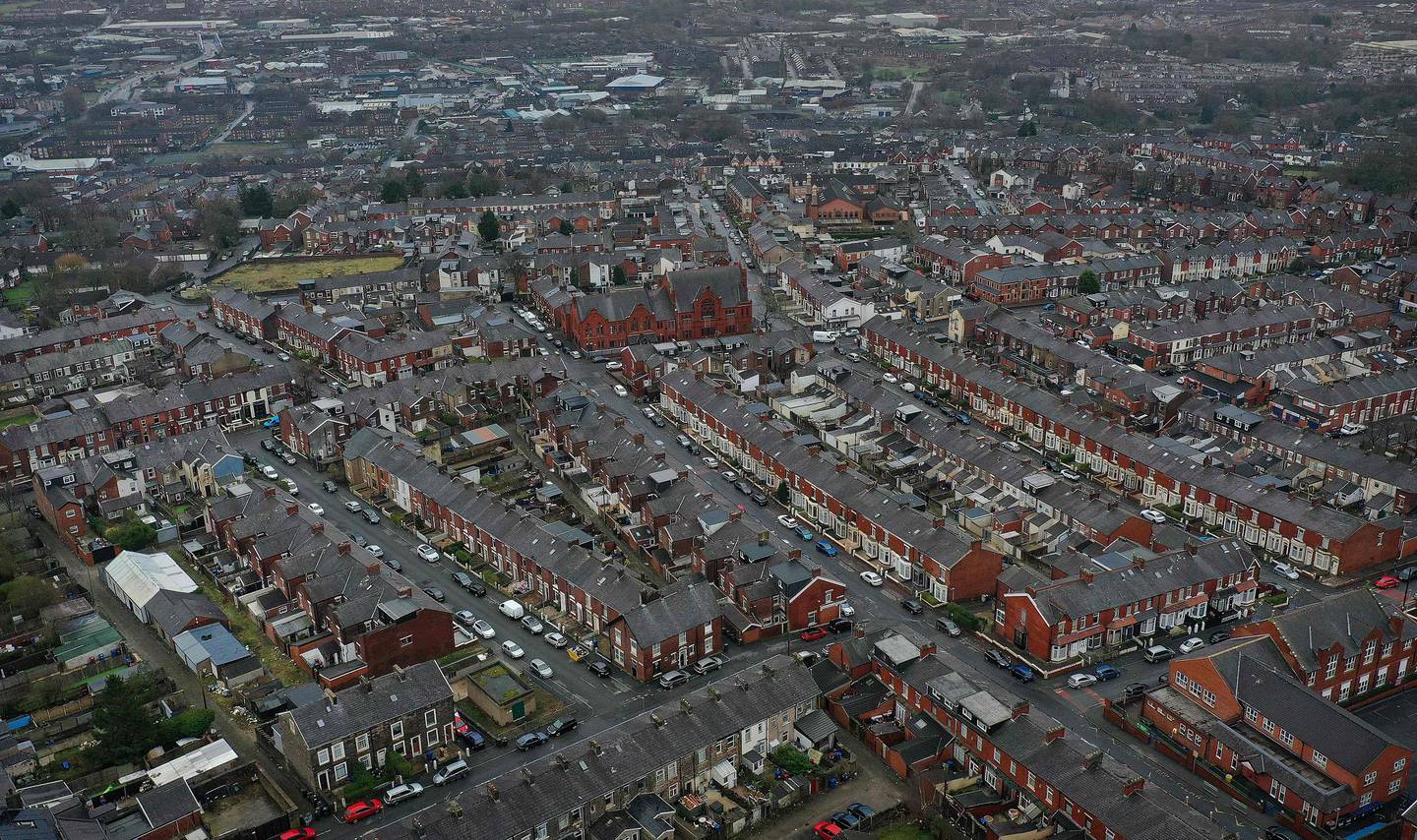 An aerial view of Blackburn, in north west England. AFP