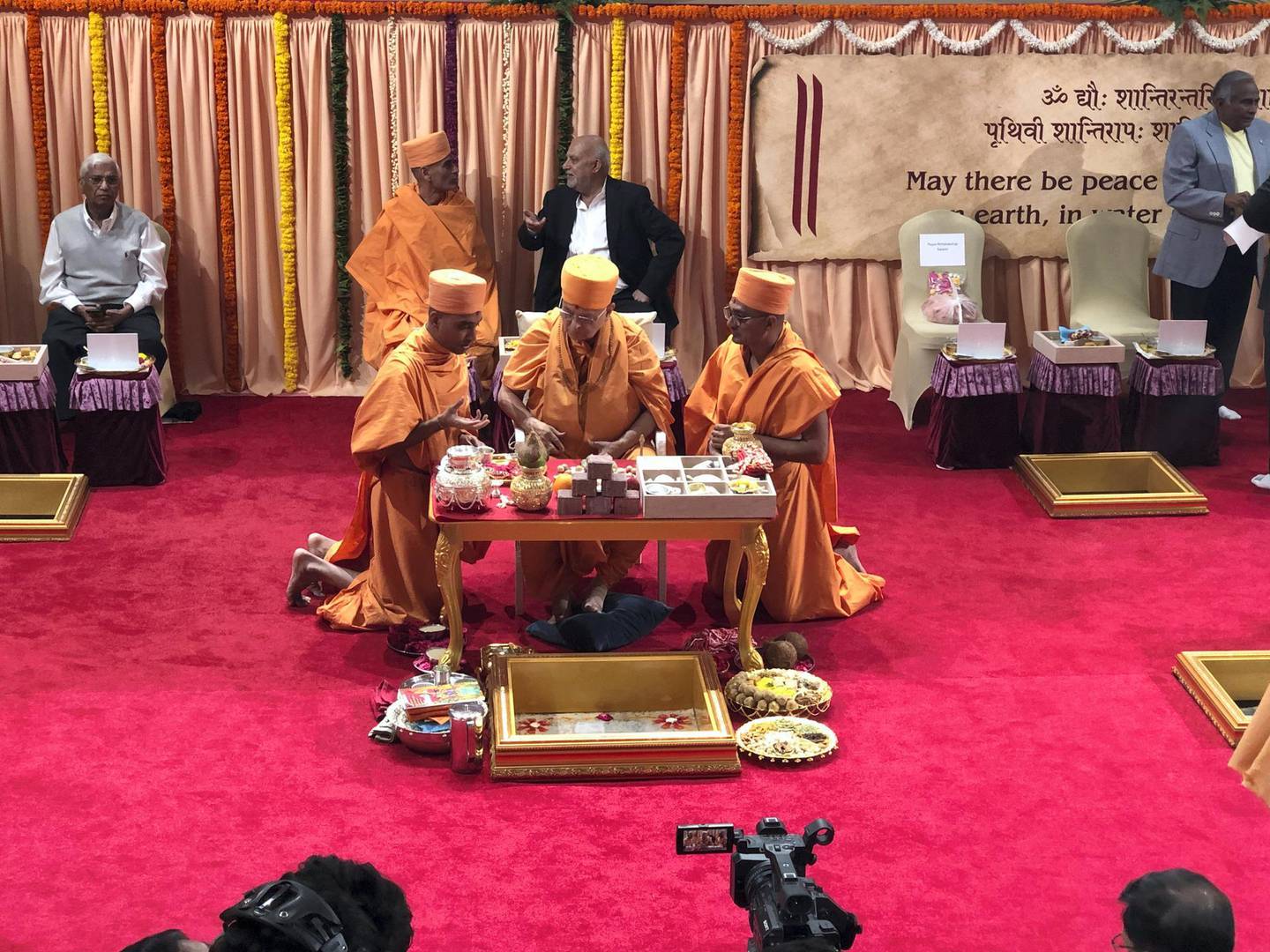The foundation ceremony of the first traditional Hindu temple in the UAE is performed in the holy presence of His Holiness Mahant Swami Maharaj, the spiritual leader of BAPS Swaminarayan Sanstha. 