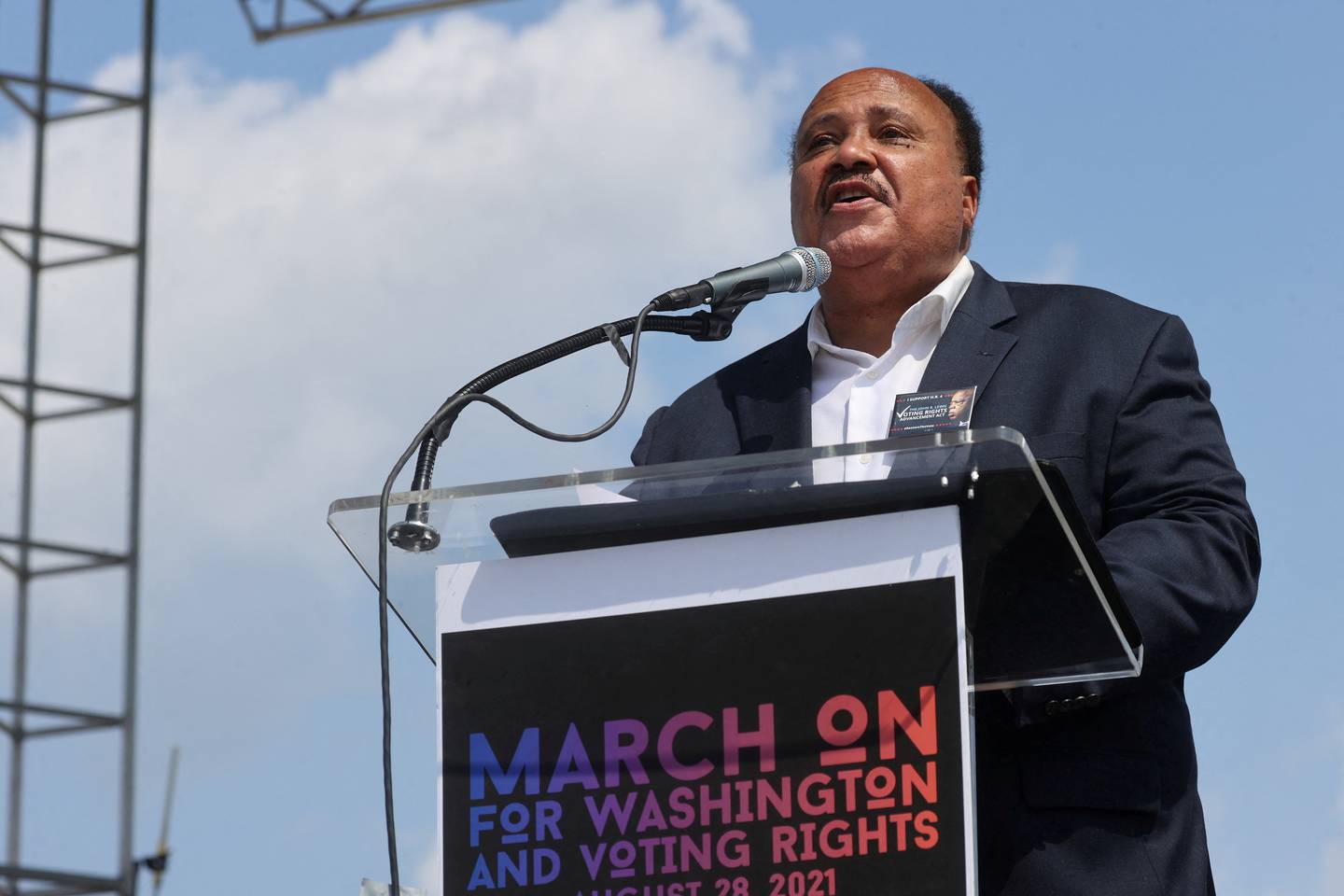 Martin Luther King III delivers remarks at the 'March On For Voting Rights' rally in Washington last August. Reuters