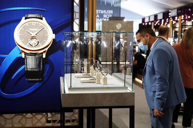 A visitor at the Chopard stand at Dubai Watch Week 2021.