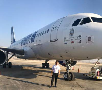 Townshend poses with a GoAir plane. He was re-employed at Titan Airways at the beginning of 2020,. However, three months later, with the pandemic taking hold, he was out of work again. Courtesy Joe Townshend
