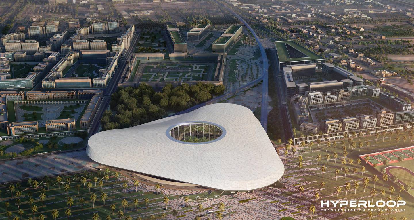 A rendering of the Abu Dhabi Hyperloop station. Courtesy HTT