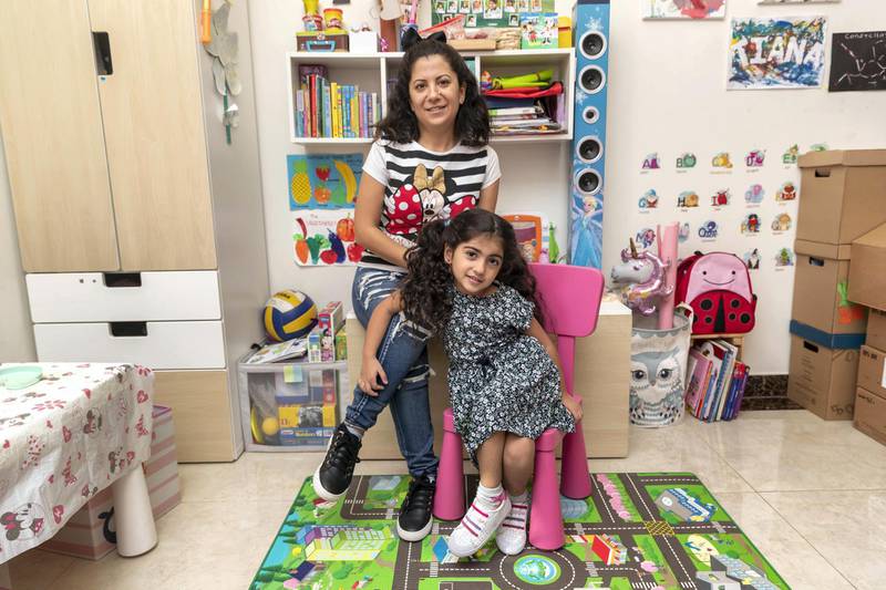 DUBAI, UNITED ARAB EMIRATES. 09 JANUARY 2021. Zena Daher with her daughter Tiana at their home. For a story on how to navigate child care costs. (Photo: Antonie Robertson/The National) Journalist: Deepthi Nair . Section: Business.