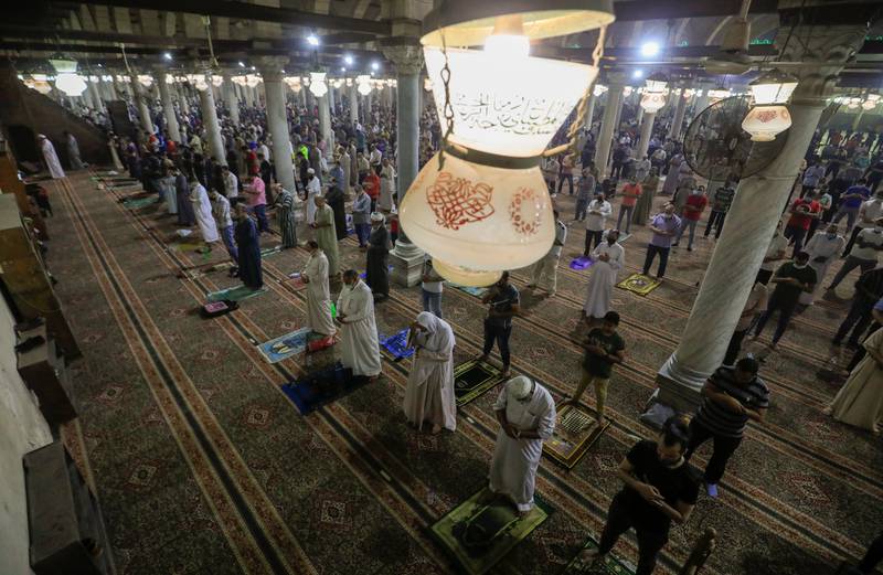 Worshippers at evening prayers at the mosque. Reuters