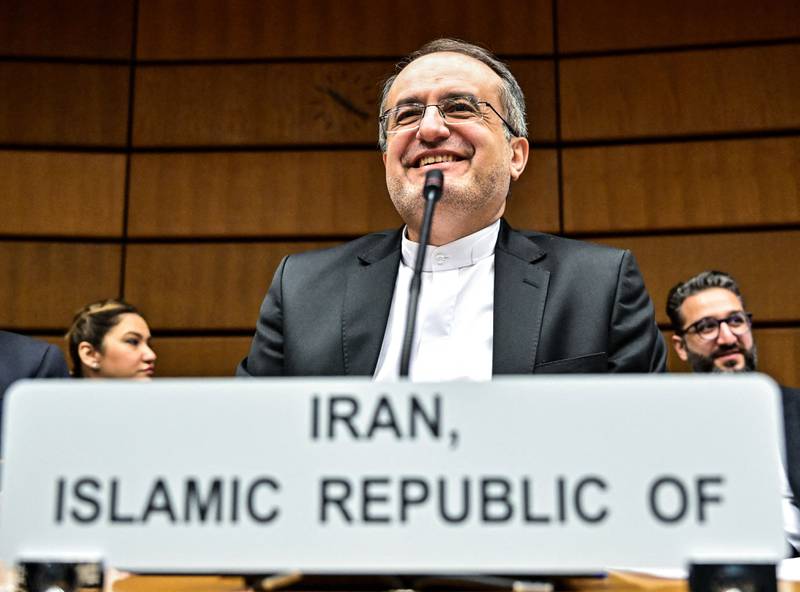 Mohammad Reza Ghaebi, representing Iran, attends the quarterly meeting. AFP