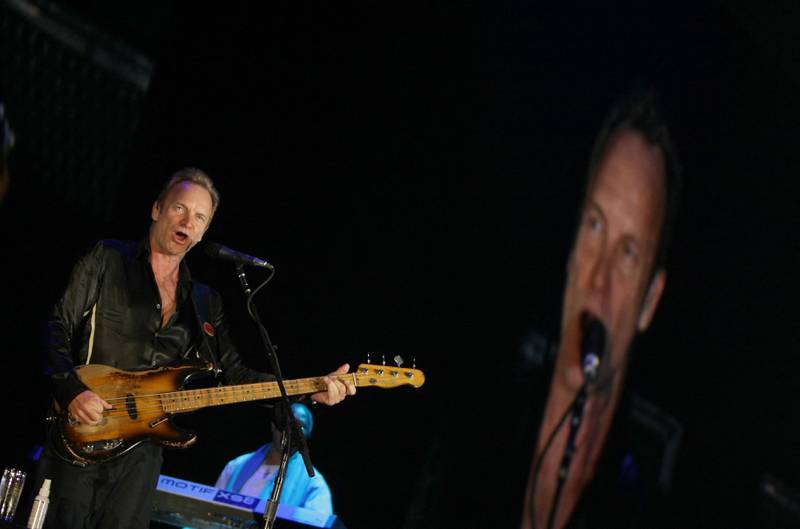 Sting performs during a concert in Dubai, on March 4, 2010. AFP