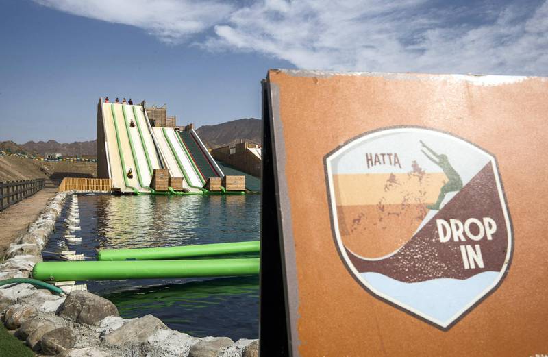 Hatta, United Arab Emirates - The newly opened dropin slide at Hatta Wadi Hub, Hatta, Dubai.  Leslie Pableo for The National