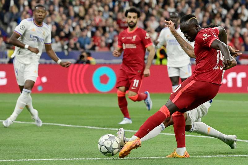 Liverpool's Senegalese striker Sadio Mane shoots during the Champions League final against Real Madrid. AFP