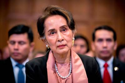 TOPSHOT - A handout photo released on December 10, 2019 by the International Court of Justice shows Myanmar's State Counsellor Aung San Suu Kyi attending the start of a three-day hearing on the Rohingya genocide case before the UN International Court of Justice at the Peace Palace of The Hague. Nobel peace laureate Aung San Suu Kyi faced calls for Myanmar to "stop the genocide" of Rohingya Muslims as she personally led her country's defence at the UN's top court on December 10. - RESTRICTED TO EDITORIAL USE - MANDATORY CREDIT "AFP PHOTO / UN Photo/ICJ/ Frank Van BEEK" - NO MARKETING NO ADVERTISING CAMPAIGNS - DISTRIBUTED AS A SERVICE TO CLIENTS ---
 / AFP / UN Photo/ICJ / Frank Van BEEK / RESTRICTED TO EDITORIAL USE - MANDATORY CREDIT "AFP PHOTO / UN Photo/ICJ/ Frank Van BEEK" - NO MARKETING NO ADVERTISING CAMPAIGNS - DISTRIBUTED AS A SERVICE TO CLIENTS ---
